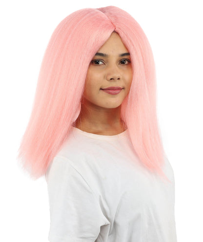 HPO Adult Women's Long Rounded Cartoon Hair Wig | Multiple Color Options | Bubble Bob, Deep Side Part, Heat Friendly Synthetic Strands & Breathable Net | Fancy Dress, Stage Show, Animated Character Events, Halloween & Festival