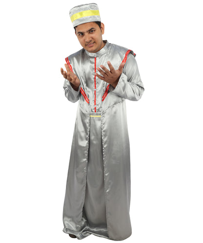 HPO Wizard Elder Deluxe Adult Grey Costume | Long Robe, Hat & Accessories | Magical Fantasy Outfit for Halloween, Cosplay, Parties & Stage Roleplay