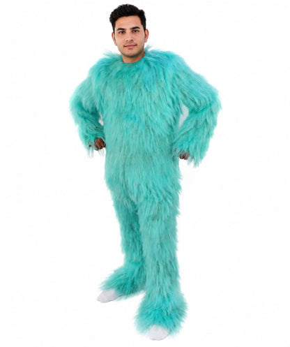 HPO Unisex Blue Furry Monster Costume, Mask and Bundle Set | Full Body Fur Costume with Matching Mask | Soft Plush Halloween Cosplay Outfit for Parties, Mascots & Performers