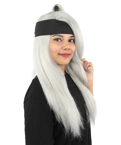 Women's High Ponytail Ninja Wig | Multiple Color Options | Create of synthetic fiber, long straight texture with top-tied fountain, breathable base | Cosplay, Halloween, theater, party, performance, costume events