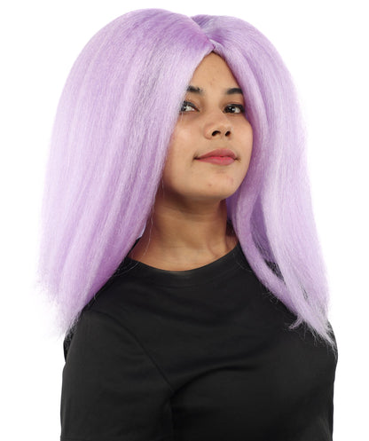 HPO Adult Women's Long Rounded Cartoon Hair Wig | Multiple Color Options | Bubble Bob, Deep Side Part, Heat Friendly Synthetic Strands & Breathable Net | Fancy Dress, Stage Show, Animated Character Events, Halloween & Festival