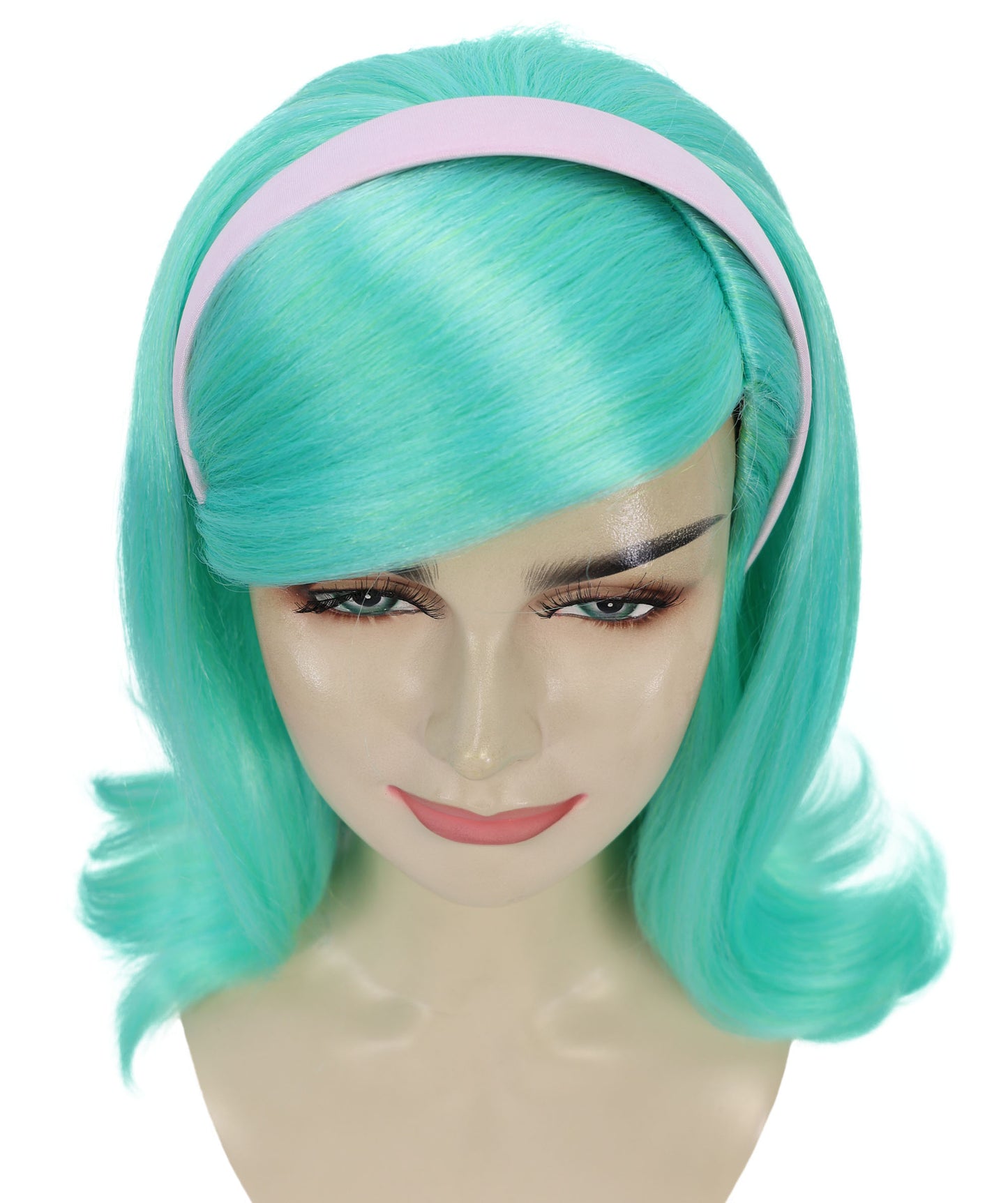 HPO Women’s Rap Diva Wig | Medium Wavy Blue Lake Hairstyle | Bold Synthetic Hairpiece with Adjustable Cap for Cosplay, Parties, Stage & Performances