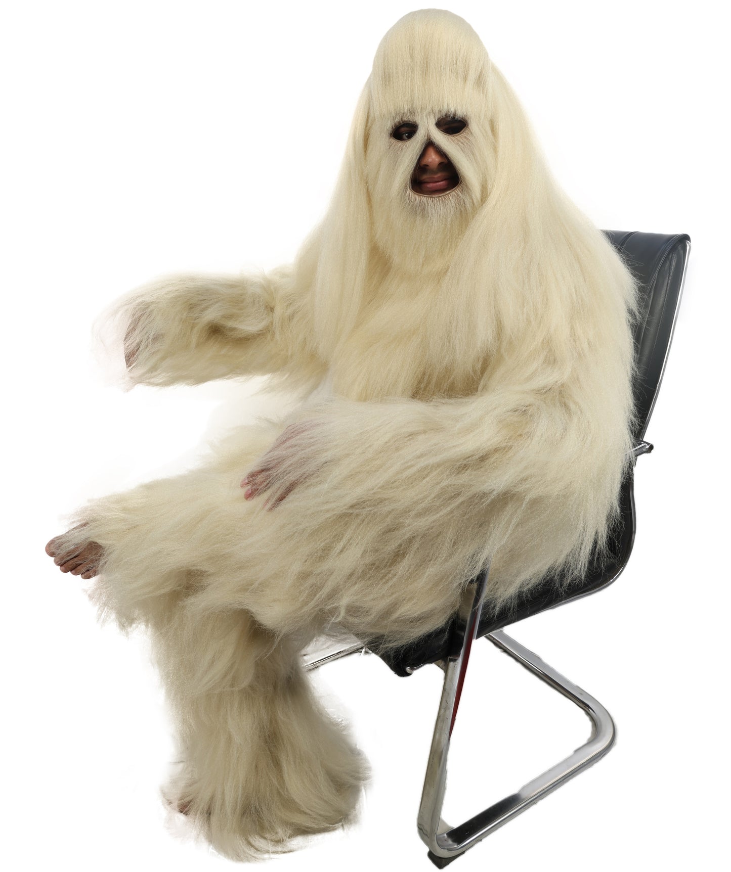 HPO Unisex Extreme Hairy Person Costume, Mask and Bundle - Full-Body Hair Suit Extra-Long Ash Brown Costume Wig for Halloween, Cosplay & Parties