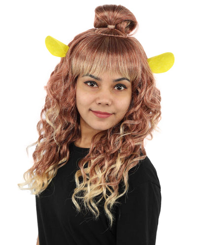HPO Women's Fairytale Ogre Roleplay Brown Wig | Flame-resistant Synthetic Fiber with Capless Cap| Ideal for party, Halloween, cosplay, theater, drag, performance, costume events