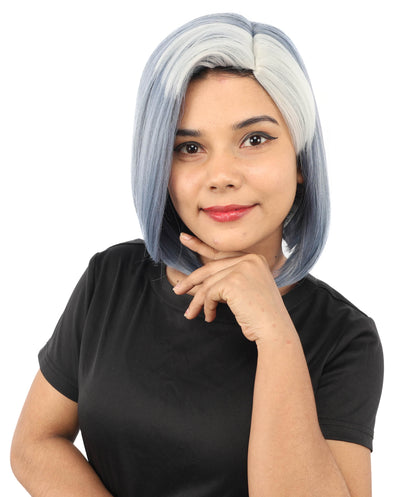 HPO Women's Voluminous Bob Multicolor Wig | Striking dual-tone hue, create of synthetic fiber, smooth full texture, breathable base | Party, Halloween, theater, drag, performance, costume events