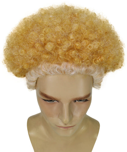 HPO Men's Actor Stylish Blonde Afro Wig, Perfect for Halloween | Flame-retardant Synthetic Fiber