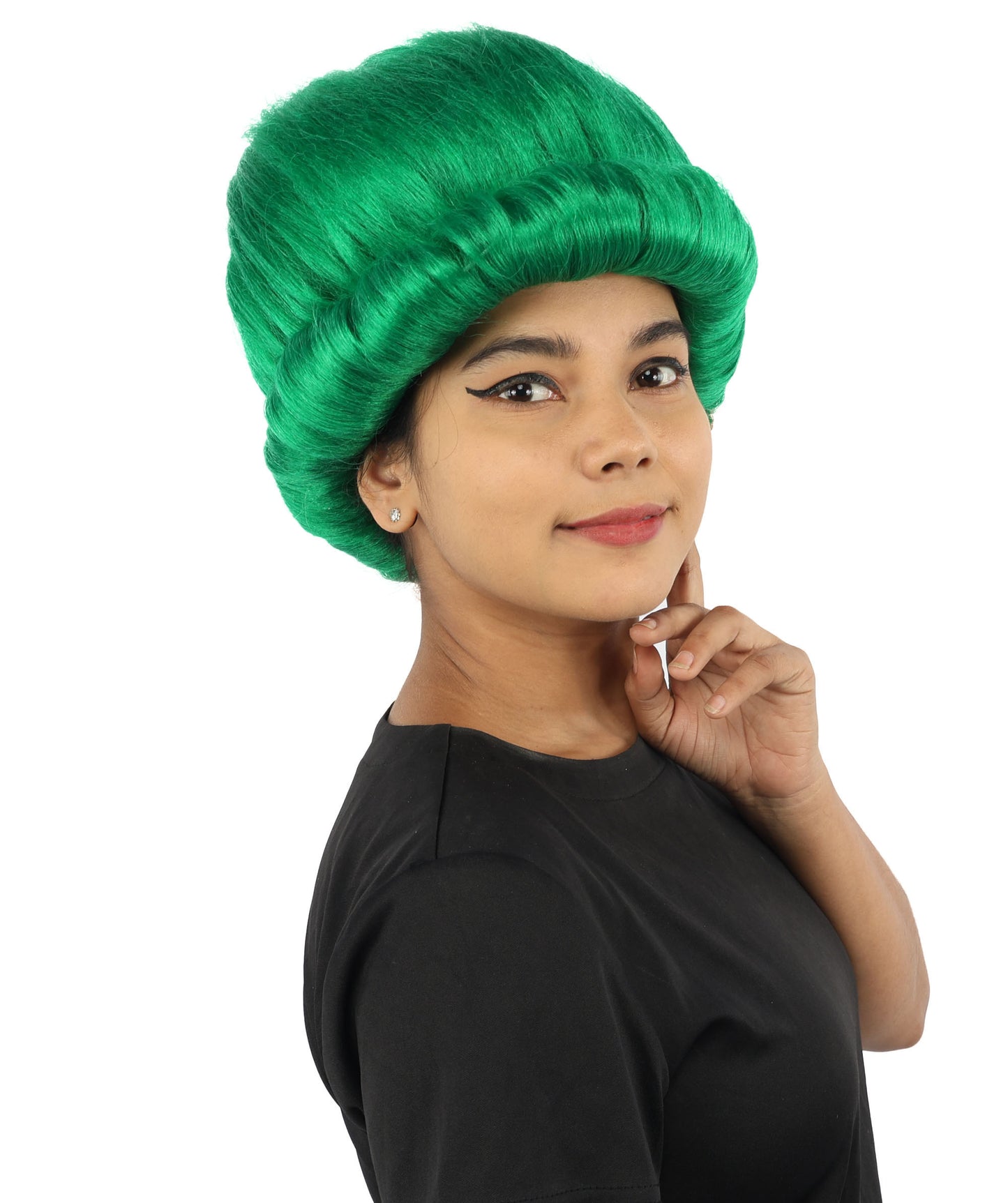 HPO Women's Voluminous Golden Blonde Grandma Wig | Medium Puffy Afro Style with Silver Texture, Synthetic Fiber & Adjustable Fit | Halloween, 100th Day of School, Theater & Funny Costume