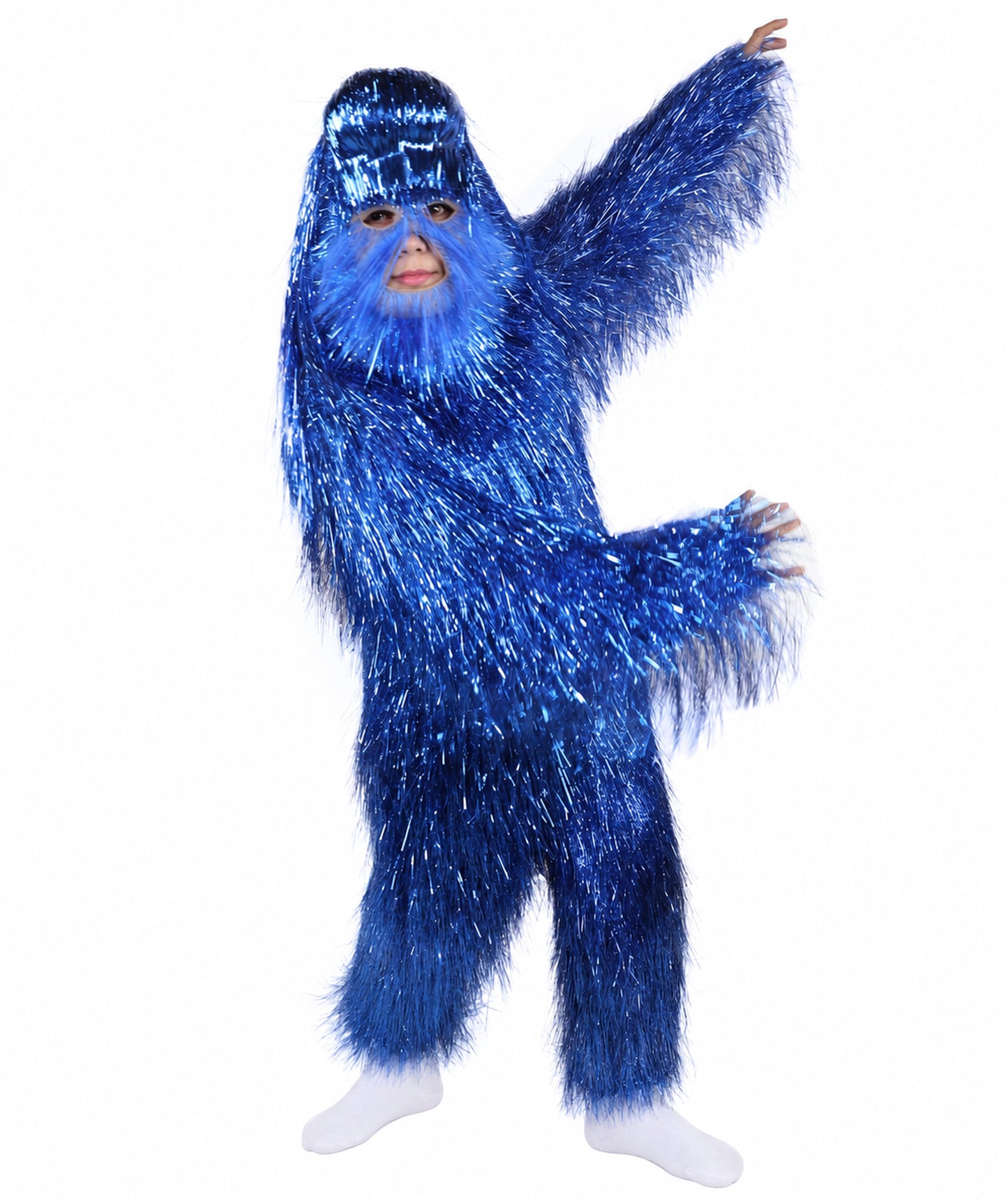 HPO Unisex Teen Extreme Tinsel Hairy Person Costume Bundle & Mask Set - Full-Body Tinsel Hair Suit Extra-Long Costume Wig for Halloween, Cosplay & Parties - Multiple Color Options