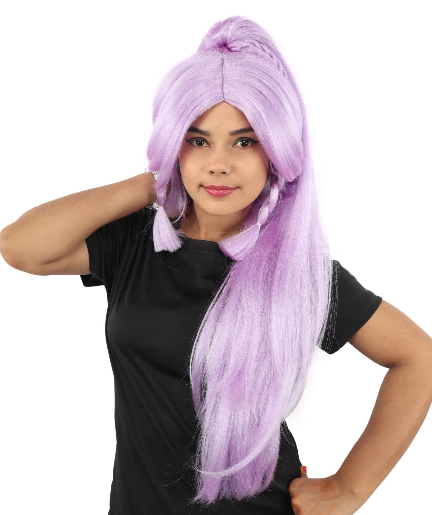 HPO Adult Women's Alien Nature Spirit Hair | Multiple Color Options | Soft Textured Bob with Beaded Braids, Heat Resistant Synthetic Fiber & Breathable Mesh | Halloween, Fantasy Roleplay, Themed Party, Theater & Carnival