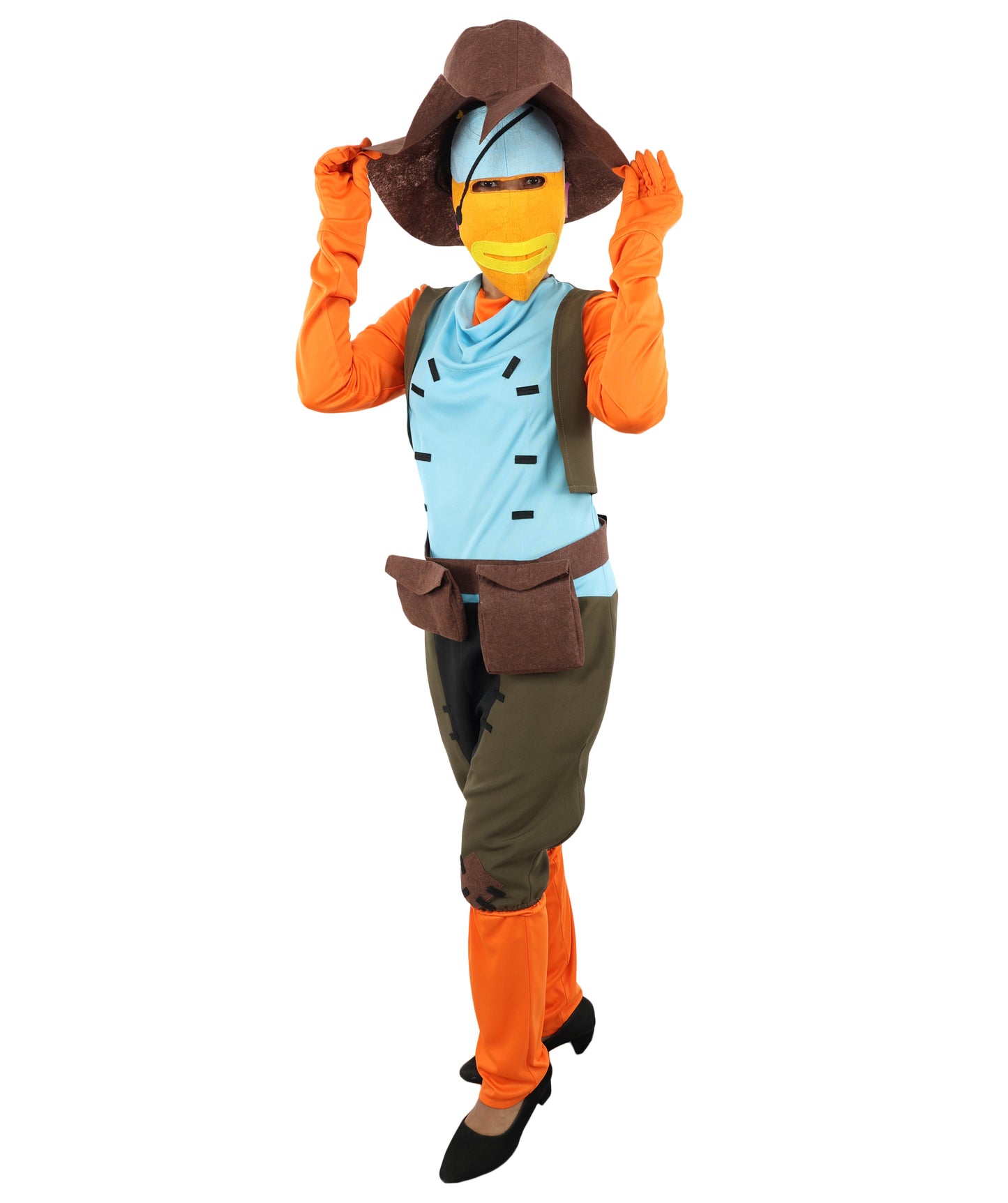 HPO Women's Fish Character Style Costume – Multicolor Outfit with Matching Cap and Belt | Theme Party & Cosplay Presentation Wear