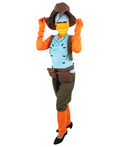 HPO Women's Fish Character Style Costume – Multicolor Outfit with Matching Cap and Belt | Theme Party & Cosplay Presentation Wear