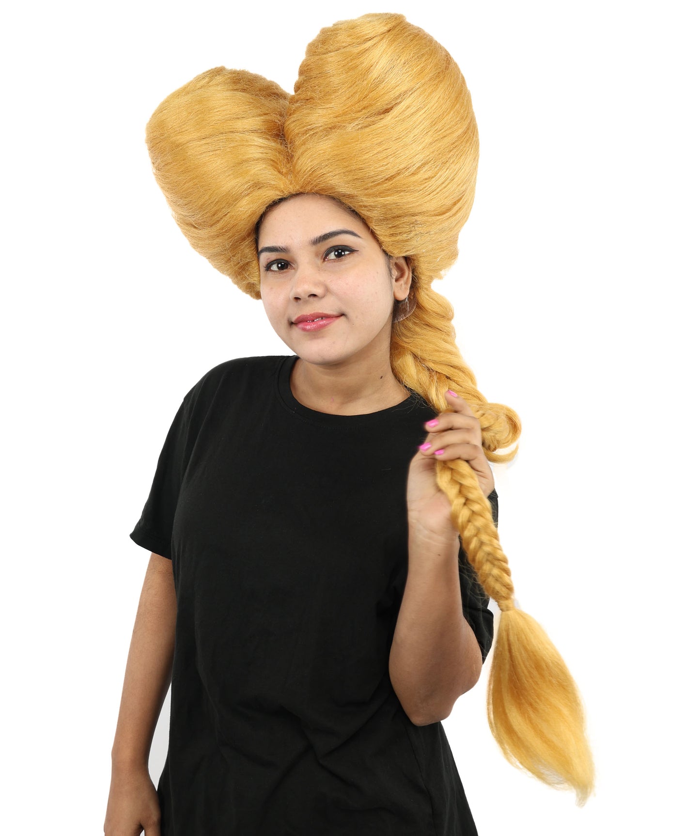 HPO Women’s Extra Long Golden Brown Count Dracula Wig | 42 Inch Synthetic Hairpiece Ideal for Gothic Noble Costume Halloween Cosplay Party Fancy Dress