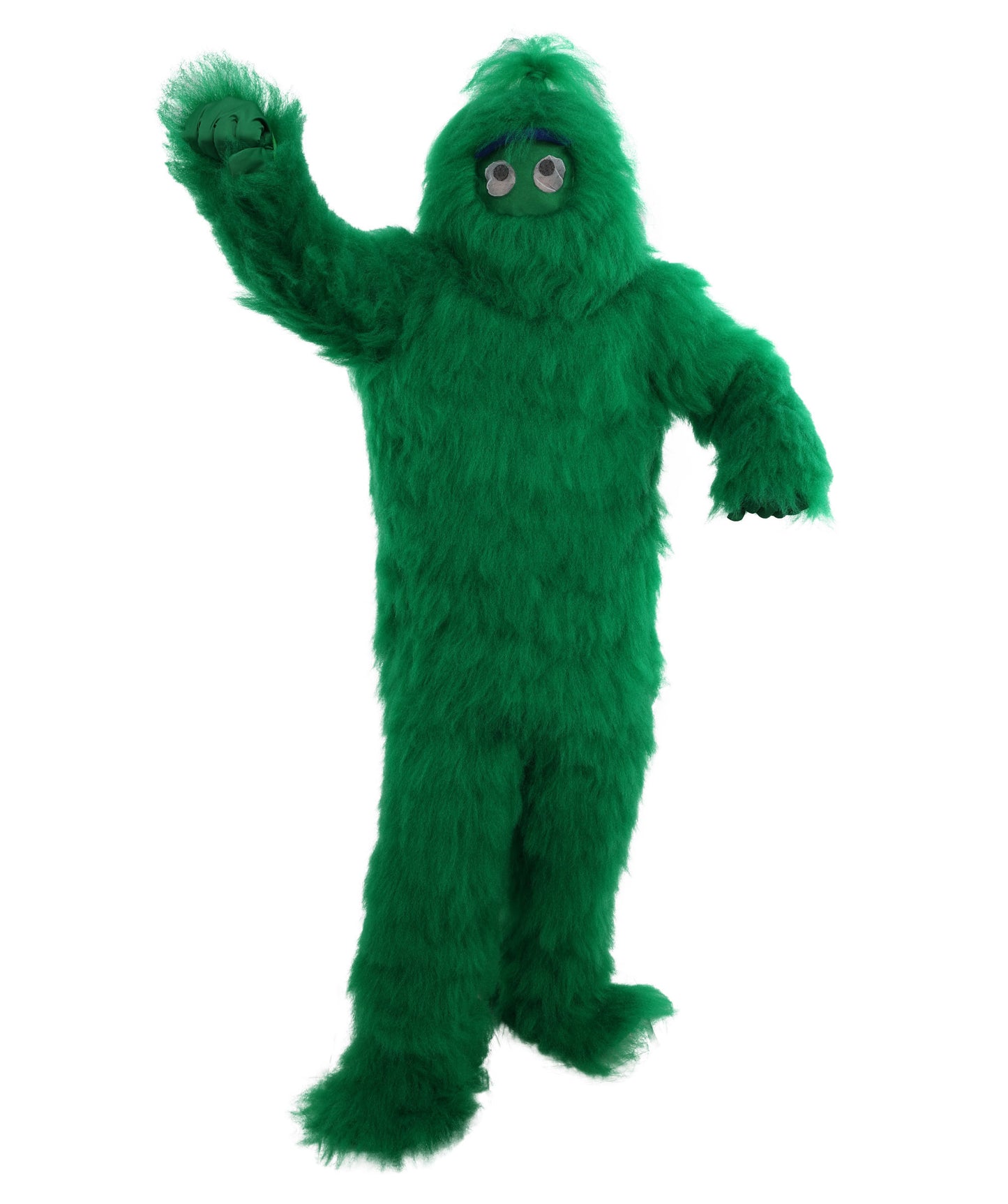 HPO Unisex Green Animal Fur Monster Costume Bundle – 75 Inch Full Outfit with Head Mask & Body Suit | Plush Mascot Style Costume for Halloween and Cosplay