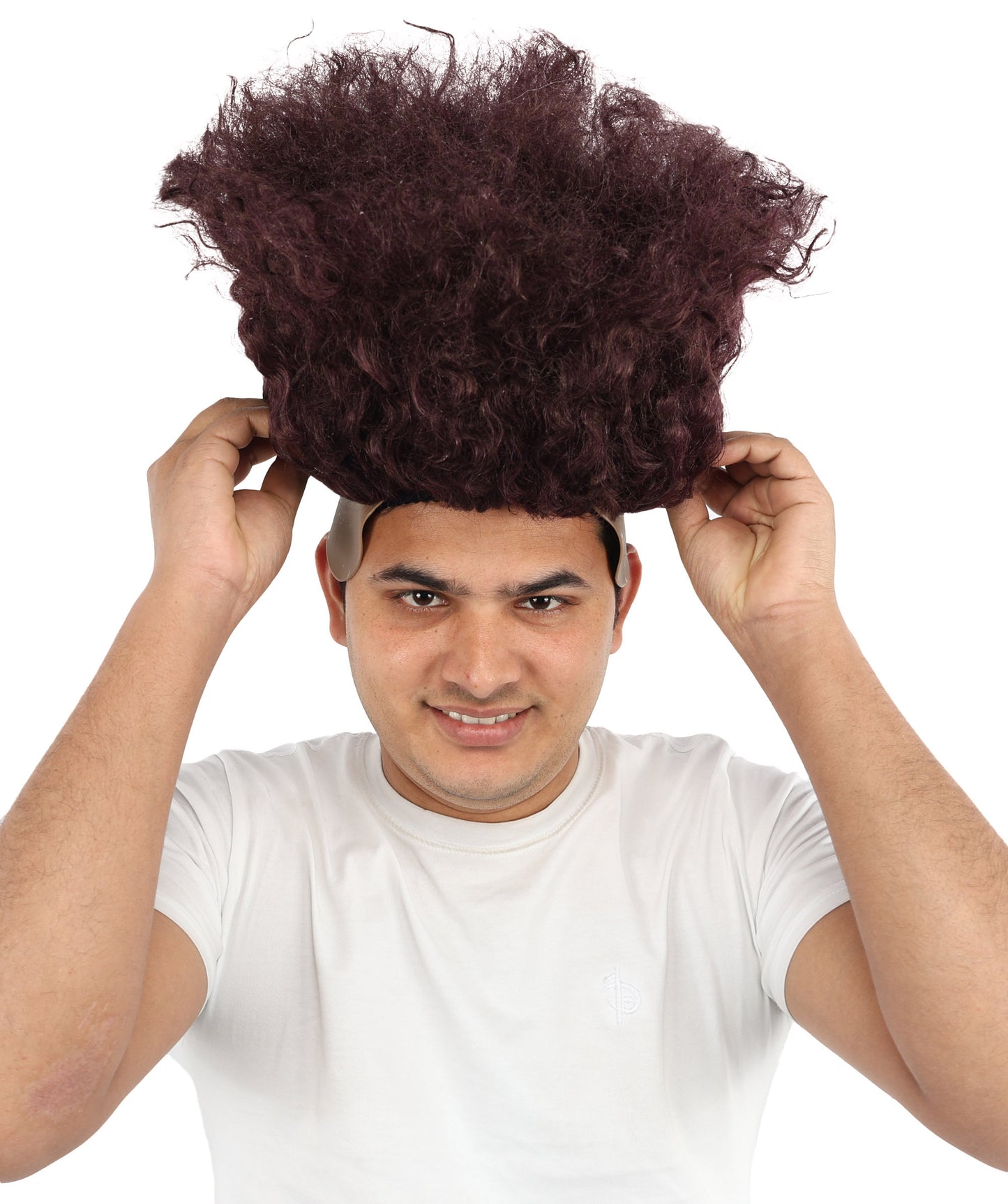 HPO Men’s Tall Afro Wig | Multicolor Options | Animated Scientist Style Hair | Funny Hairpiece with Bouncy Curls and Capless Cap | Retro Nerd Look for Parties, Shows & Halloween