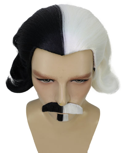 Men's Black Slick Back Dutch Van Der Linde Wig – Red Dead Redemption Inspired Costume Wig for Cosplay & Halloween – Realistic Long Curly Slick Back Hair Wig for Men