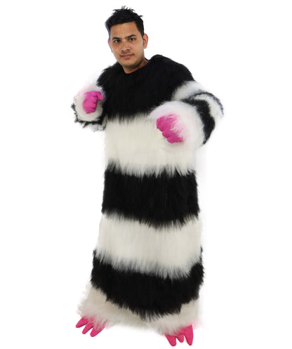 HPO Unisex Spiky Monster Headwear Costume Bundle & Mask Set | Pink spiked top with black and white striped body voluminous flame-retardant synthetic fiber mask construction | Party, Halloween, cosplay, theater, drag, performance, costume events