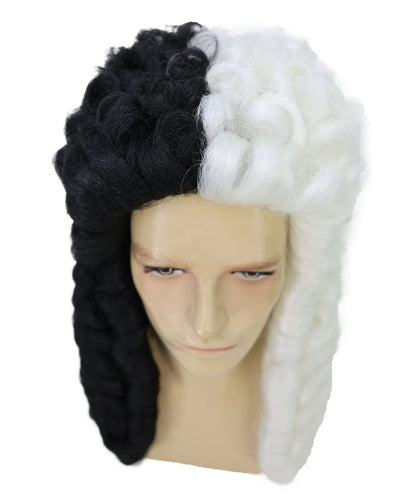 Colonial Men Judge Curly Long White Wig | Premium Breathable Capless Cap