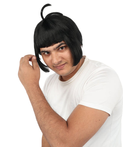 HPO Adult Men's Sleek Blunt Bob Wig | Multicolor Options | Solid color hue, create of synthetic fiber, straight smooth texture with bangs, breathable base | Party, Halloween, theater, drag, performance, costume events