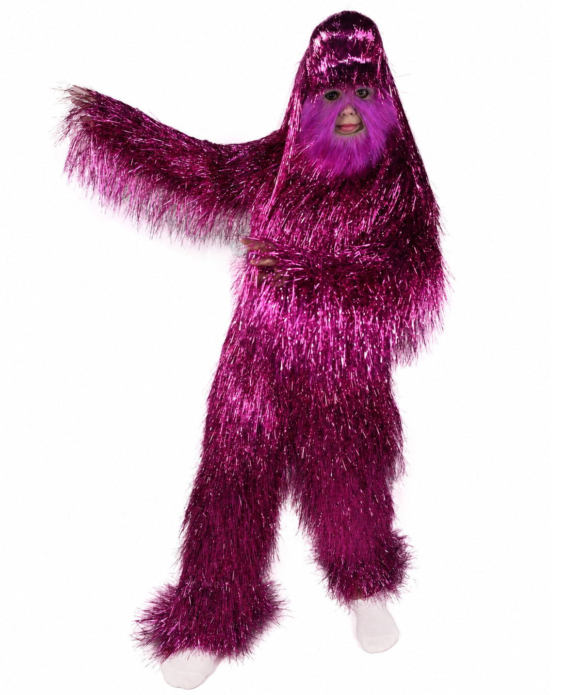 HPO Unisex Teen Extreme Tinsel Hairy Person Costume Bundle & Mask Set - Full-Body Tinsel Hair Suit Extra-Long Costume Wig for Halloween, Cosplay & Parties - Multiple Color Options