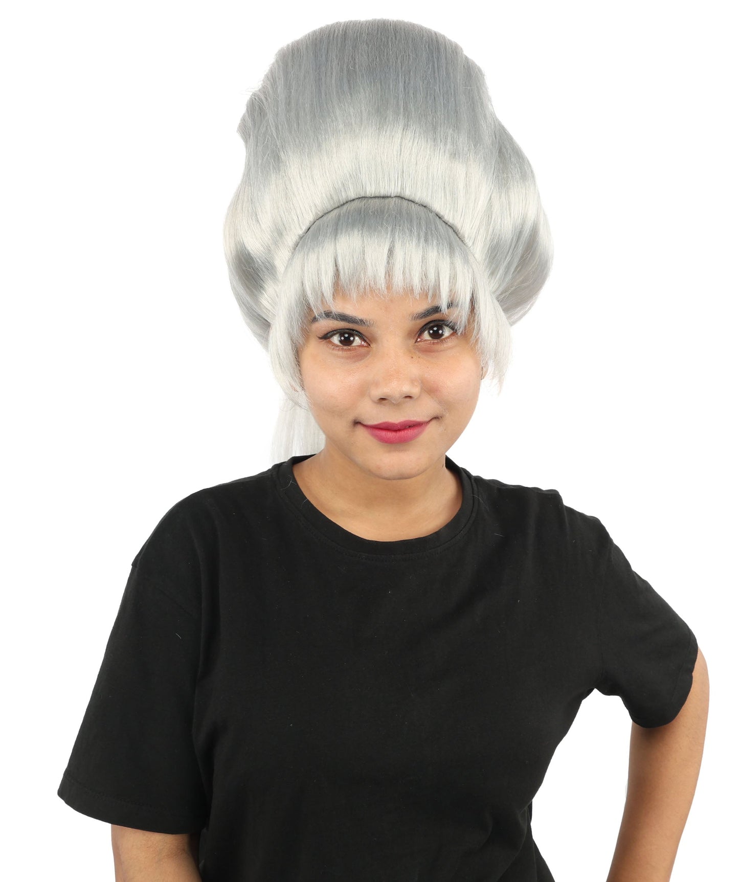 HPO Adult Women's Avant-Garde Bouffant Wig | Multiple Color Options | Create of synthetic fiber, massive smooth updo with micro bangs, breathable base | Party, Halloween, theater, drag, performance, costume events