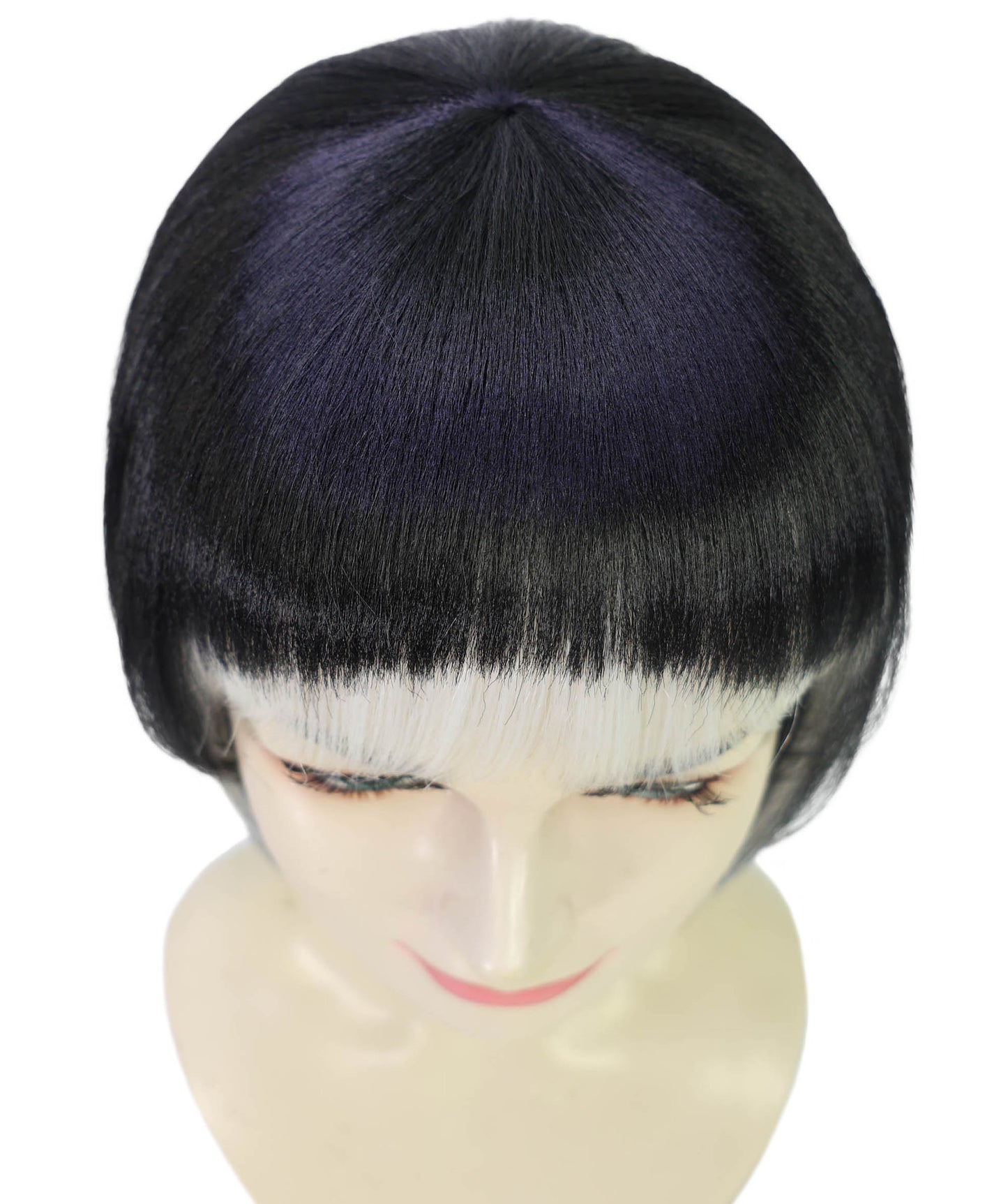HPO Women's Black & White Carnival Halloween Roleplay Wig | Flame-resistant Synthetic Fiber with Capless Cap| Ideal for party, Halloween, cosplay, theater, drag, performance, costume events