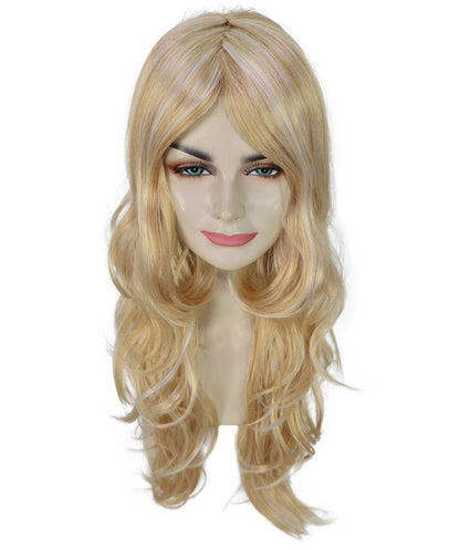 HPO Women Wavy Hot Honey Blonde Wig – Perfect for 70s Disco, Retro Costumes, Halloween and Cosplay, Themed Events, Breathable and comfortable cap design