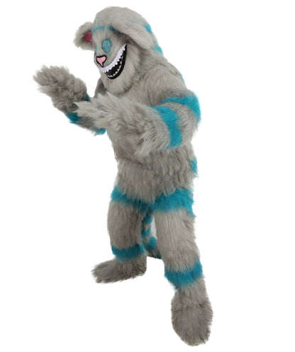 HPO Unisex Cat Mascot Aqua Blue & Ash Grey Animal Costume Bundle & Mask Set with Cap & Cloth – Striped Cartoon Character Body Suit | Outfit for Cosplay & Parties