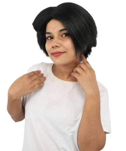 HPO Women’s Neon Yellow Bob Wig with Bangs—Bright Straight Cut Wig | Celebrity Inspired Hairpiece for Party, Halloween and Cosplay