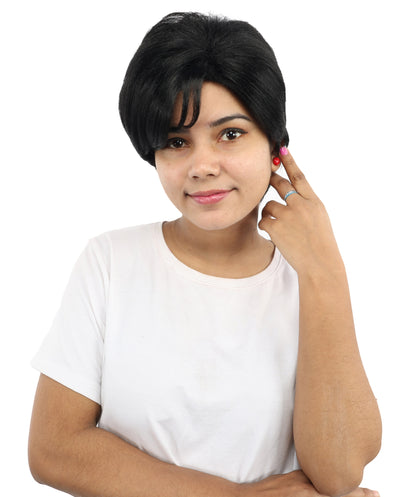 HPO Women’s Short Black Wig | 10 Inch, Sleek and Smooth Bob Hairpiece | Ideal for Cosplay, Costume, and Themed Events