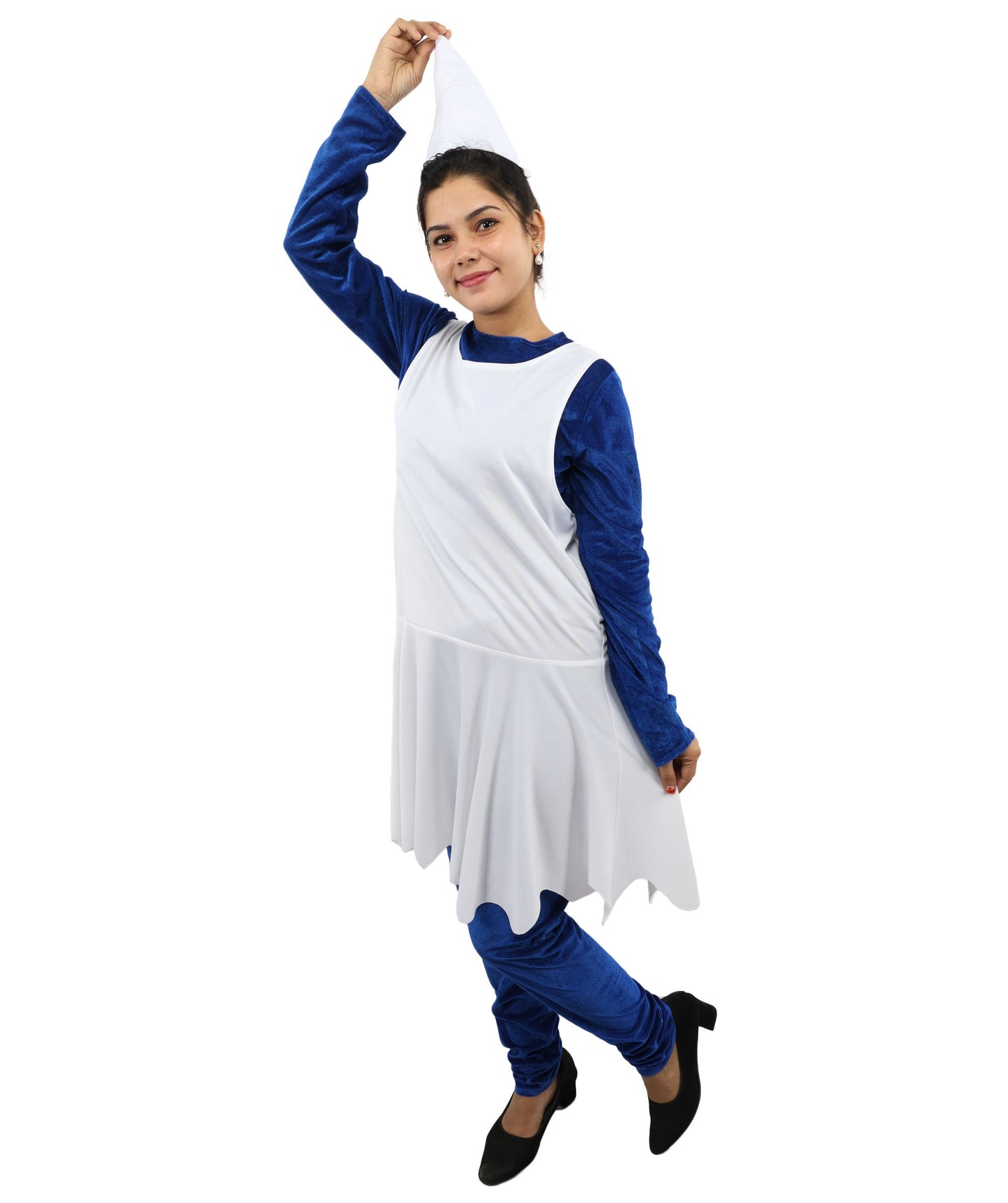 HPO Women's Dip Blue & White Fantasy Costume – Cartoon Style Outfit with White Dress | Outfit for Halloween, Cosplay & Themed Events