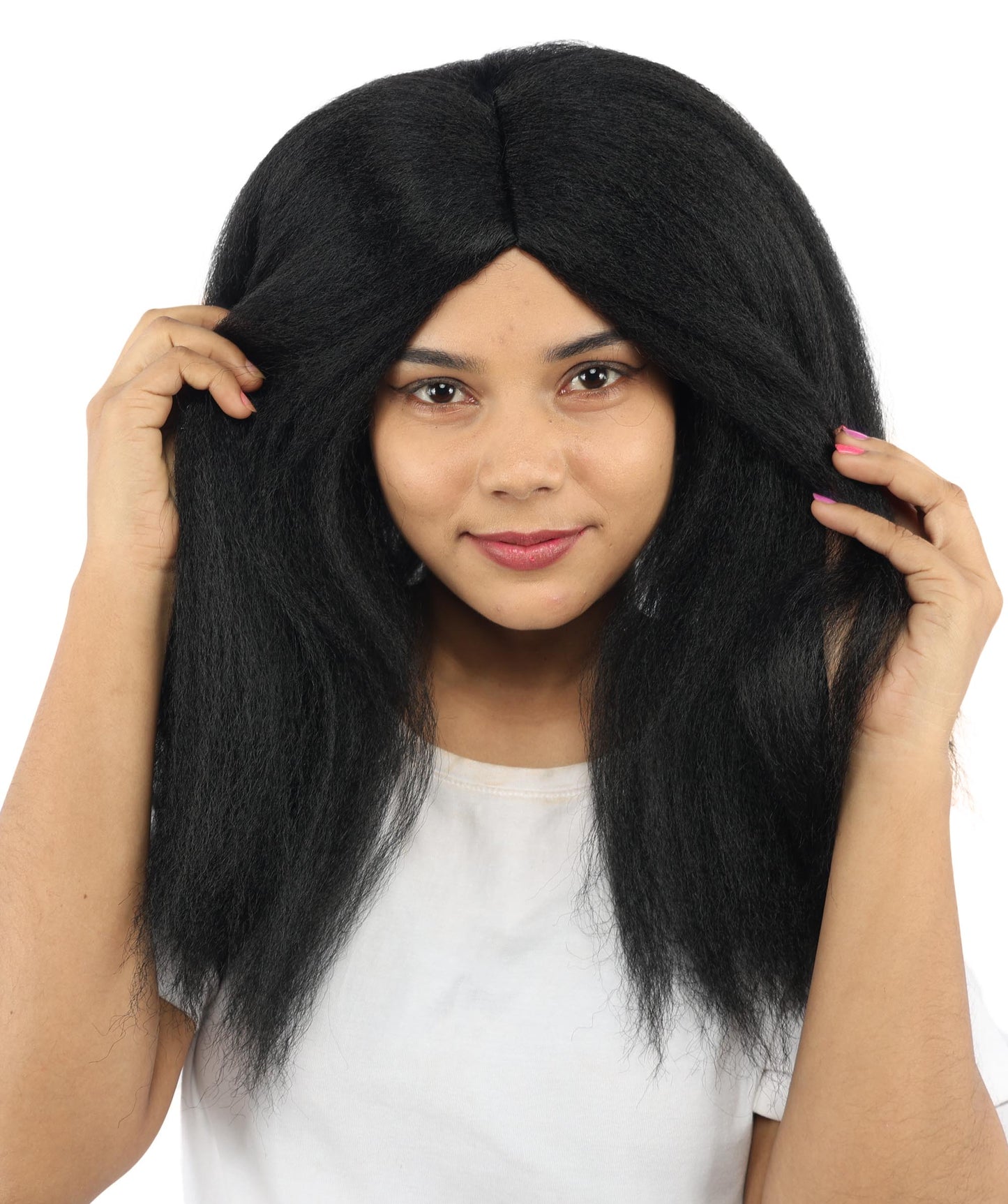 HPO Adult Women's Long Rounded Cartoon Hair Wig | Multiple Color Options | Bubble Bob, Deep Side Part, Heat Friendly Synthetic Strands & Breathable Net | Fancy Dress, Stage Show, Animated Character Events, Halloween & Festival