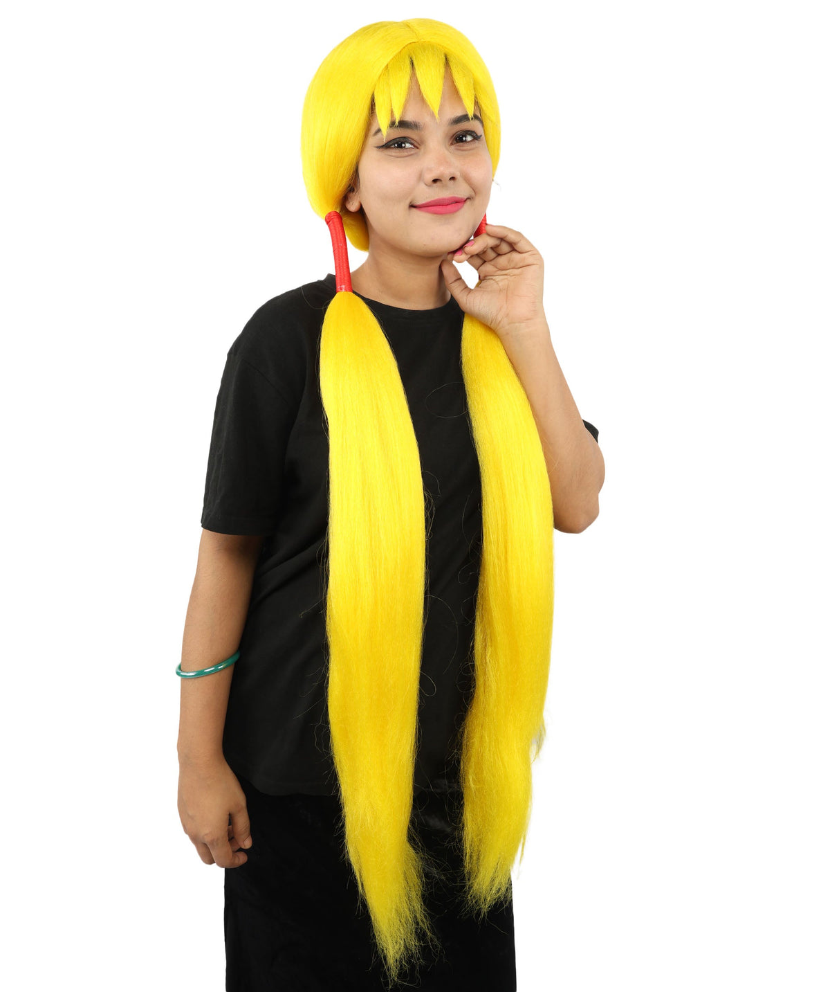 Women's Extra Long Pigtail Wig | Multicolor Options | Floor Length Straight Twin Tails with Bangs, Heat Friendly Synthetic Fiber & Adjustable Cap | Halloween, Fairy Roleplay, Magical Girl Theme, Theater & Carnival