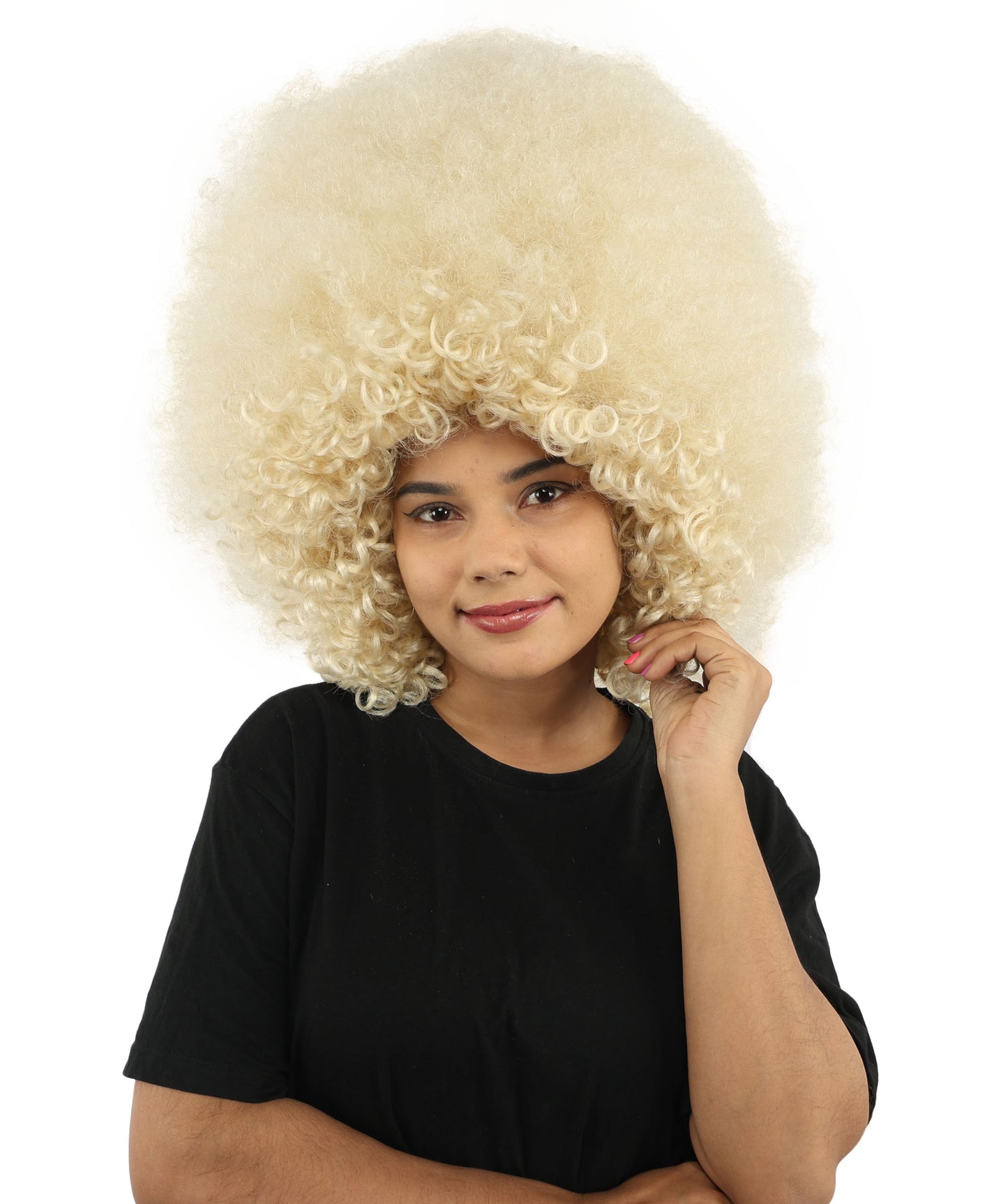 HPO Women's Giant White Glitter Afro Wig | Massive Puffy Sparkle Hair with Silver Sheen, Synthetic Fiber & Breathable Cap | Halloween, Troll Roleplay, 70s Disco Party, Theater & Funny Costume