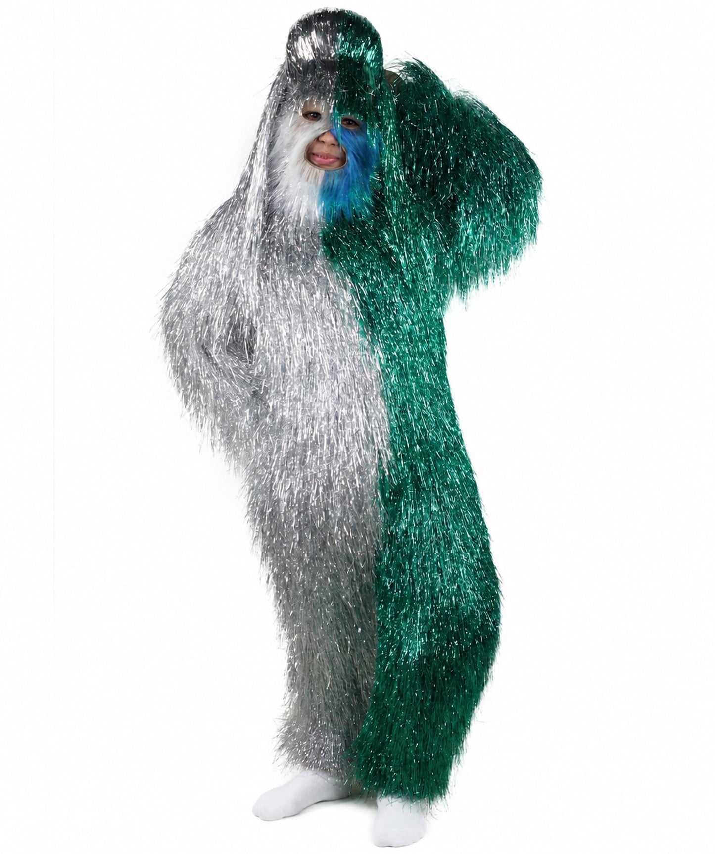 HPO Teen Extreme Hairy Two Part Costume Bundle & Mask Set - Full-Body Hair Suit Extra-Long Costume Wig for Halloween, Cosplay & Parties - Multiple Color Options