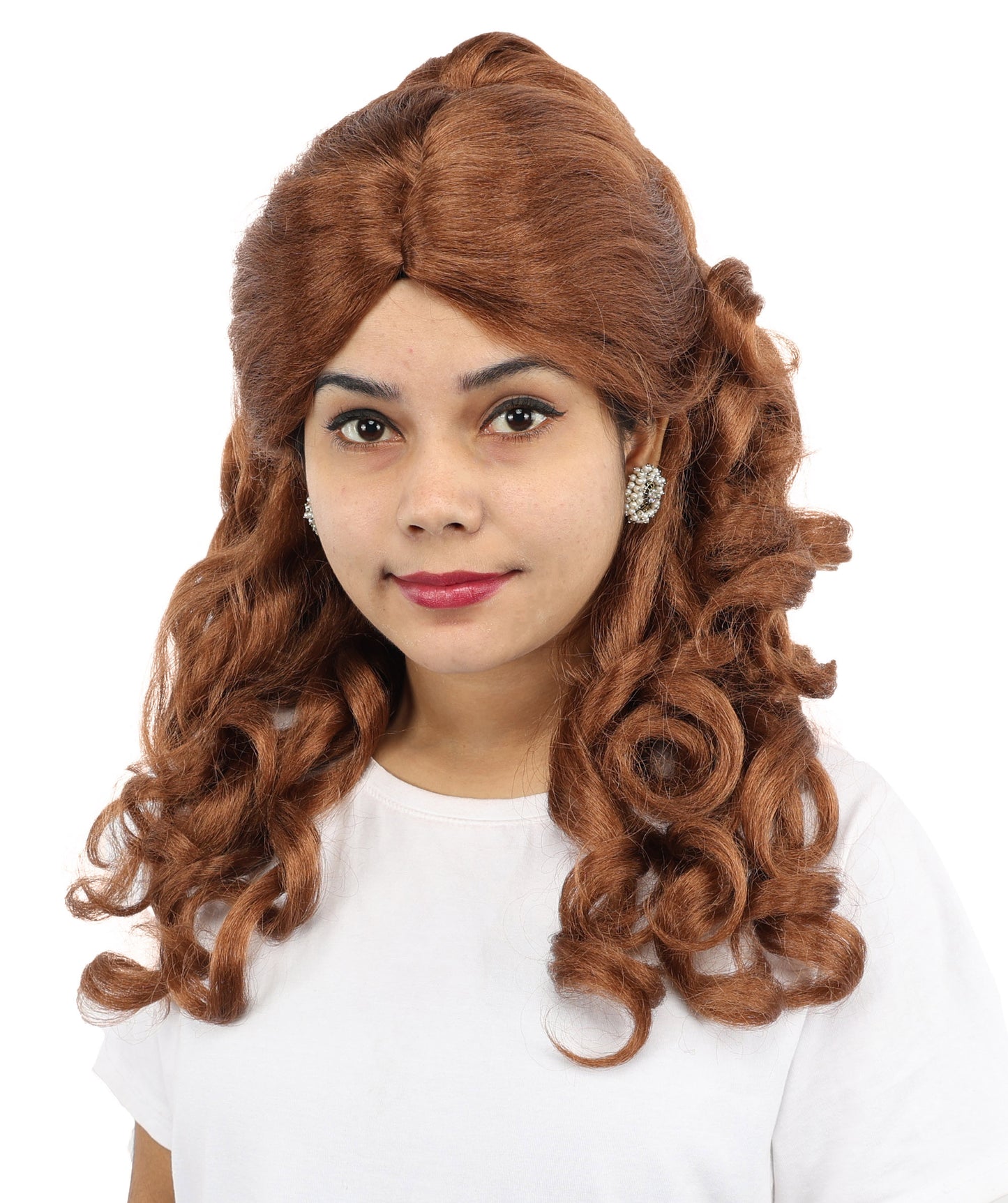 HPO Women's Long 20-Inch Brown Curly Wig | Ideal Cosplay, and Themed Parties | Soft, Natural-Looking, and Easy to Wear