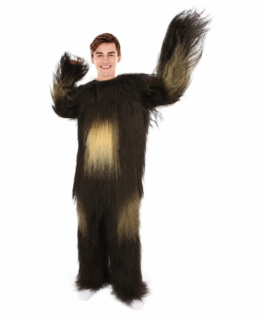 Long Hairy Elder Warrior Ape Military Leader Resistance Fighter Dark Brown Costume