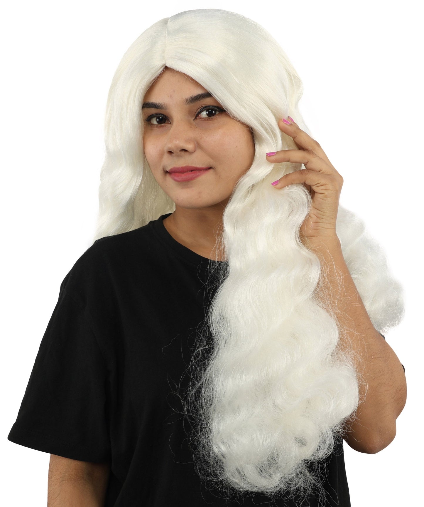 HPO Adult Women's Long Wavy Wig | Multiple Color Options | Center Parted Ginger Curls with Voluminous Ends, Heat Resistant Synthetic Fiber & Breathable Cap | Halloween, Teen Roleplay, Theater, Themed Party & Costume Events