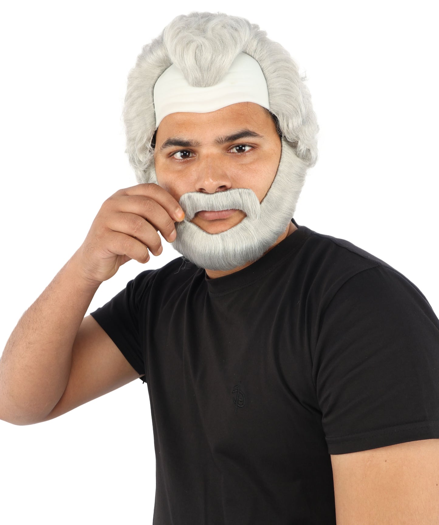 HPO Men’s Short Brown Curly Wig Beard & Mustache Set – Messy Sleepy Style Wig with Natural Afro Curls | Animated Movie-Inspired for Halloween & Cosplay Characters