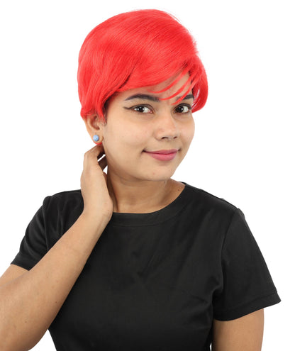 HPO Adult Women’s Short Black Wig | 10 Inch, Sleek and Smooth Bob Hairpiece | Ideal for Cosplay, Costume, and Themed Events
