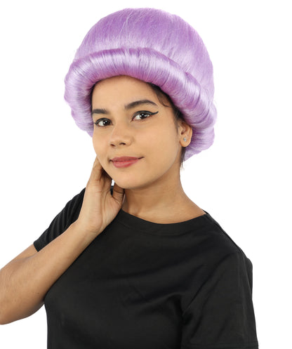 HPO Women's Voluminous Golden Blonde Grandma Wig | Medium Puffy Afro Style with Silver Texture, Synthetic Fiber & Adjustable Fit | Halloween, 100th Day of School, Theater & Funny Costume