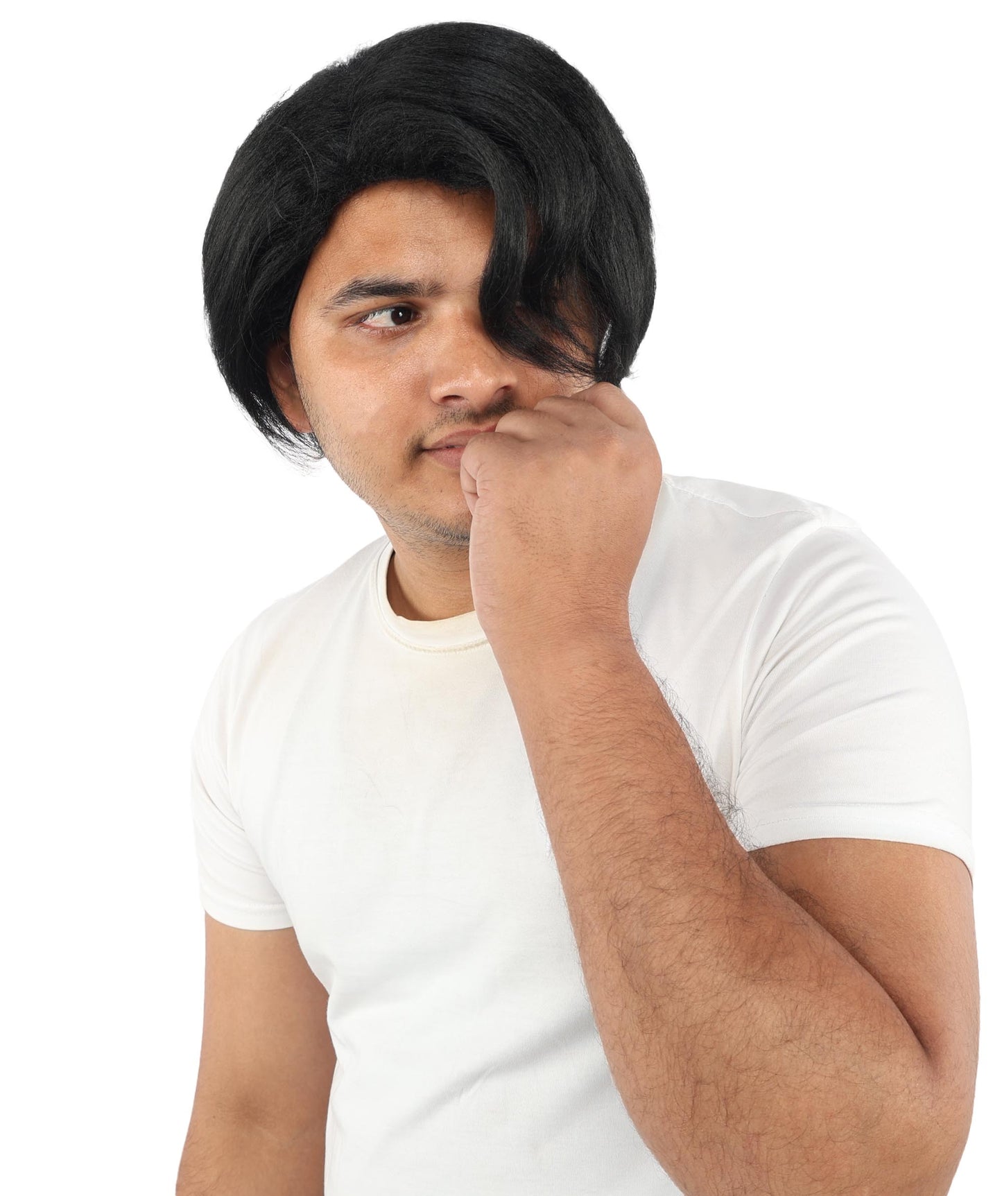 HPO Men’s Blonde Wig with Long Side Bangs  | Flame-retardant Synthetic | Ideal for Cosplay, Halloween & Party Looks