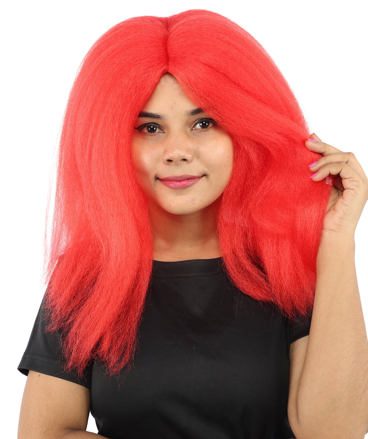 HPO Adult Women's Long Rounded Cartoon Hair Wig | Multiple Color Options | Bubble Bob, Deep Side Part, Heat Friendly Synthetic Strands & Breathable Net | Fancy Dress, Stage Show, Animated Character Events, Halloween & Festival
