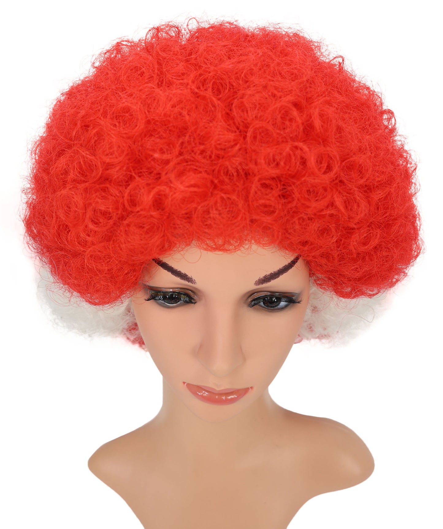 HPO Austria Clown Wig – Red White Afro Flag Wig | Fun Sports Fan Wig for Matches, National Celebrations, Parties & Events