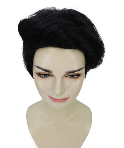 HPO Adult Women’s Smooth & Light Curly Short Black Wig | Natural Look Costume & Fashion Wig | Ideal for Halloween | Breathable Capless Cap