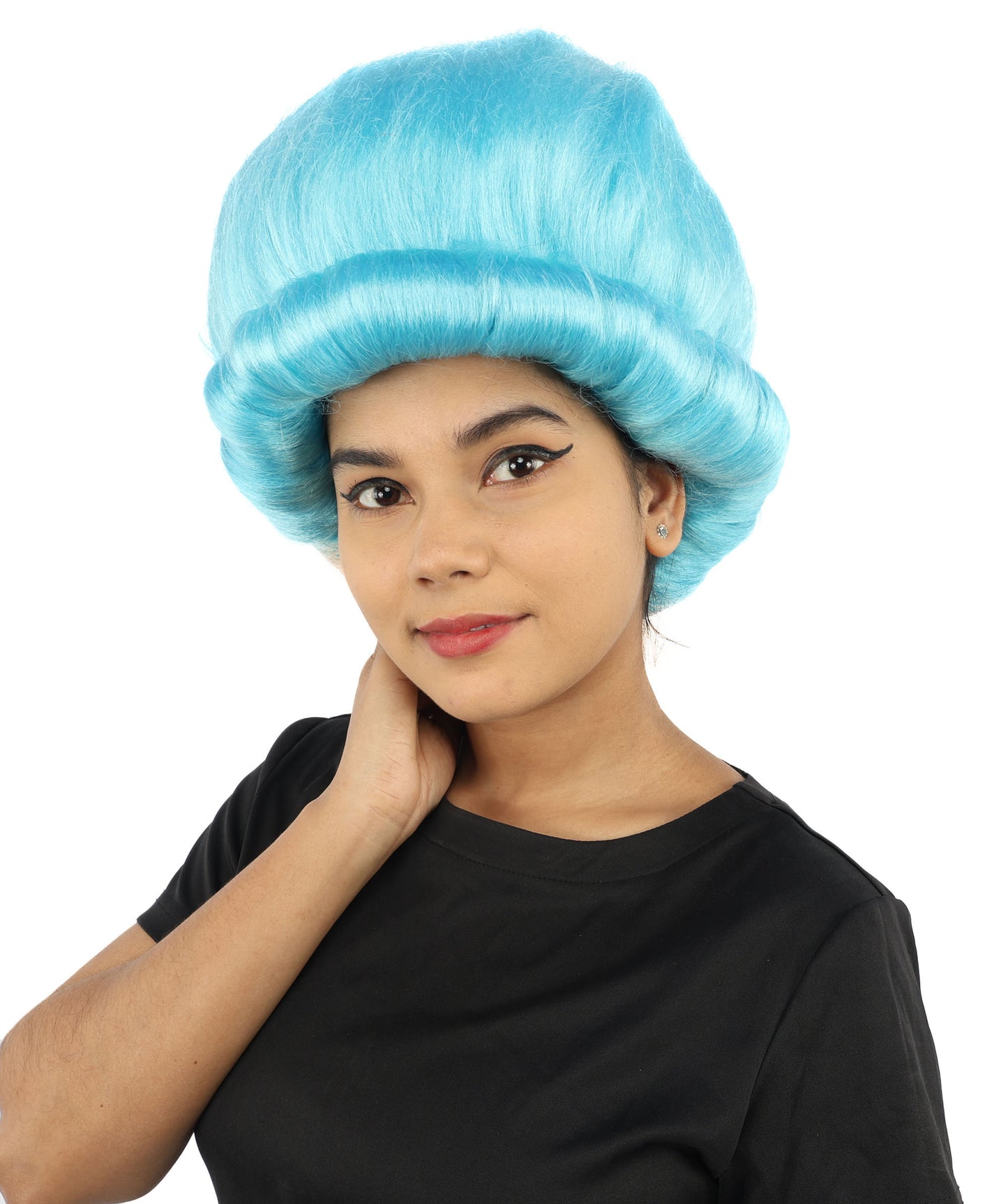 HPO Women's Voluminous Golden Blonde Grandma Wig | Medium Puffy Afro Style with Silver Texture, Synthetic Fiber & Adjustable Fit | Halloween, 100th Day of School, Theater & Funny Costume
