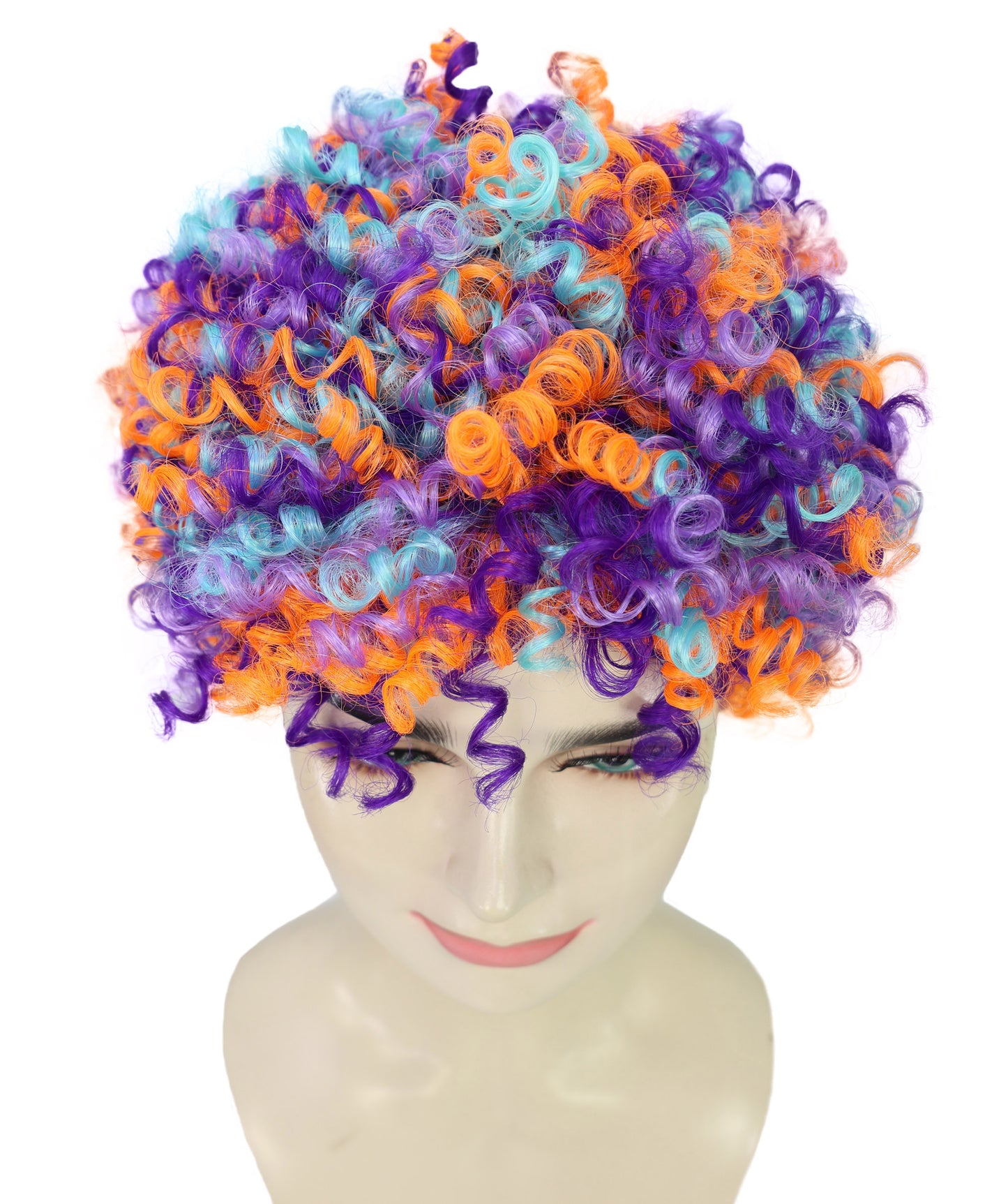 Women's Colorful Clown Wig | Rainbow Curly Costume Hair for Men & Women | Circus, Party, Halloween | Breathable Capless Cap