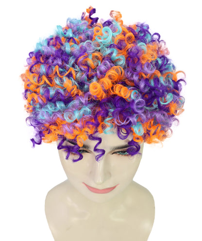 Women's Colorful Clown Wig | Rainbow Curly Costume Hair for Men & Women | Circus, Party, Halloween | Breathable Capless Cap