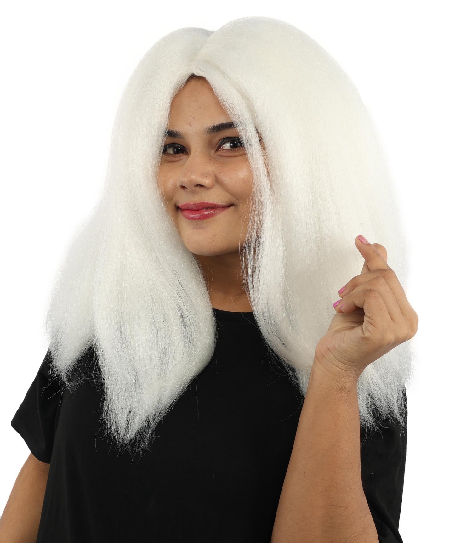HPO Adult Women's Long Rounded Cartoon Hair Wig | Multiple Color Options | Bubble Bob, Deep Side Part, Heat Friendly Synthetic Strands & Breathable Net | Fancy Dress, Stage Show, Animated Character Events, Halloween & Festival