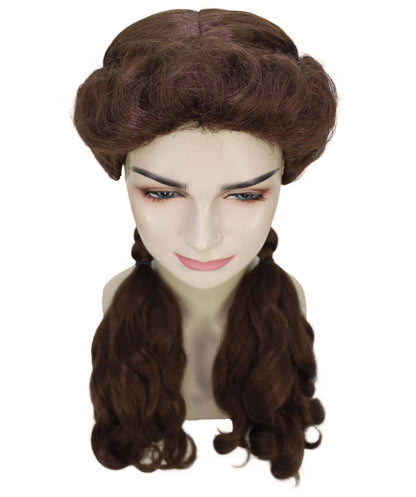 HPO Women's Fictional Charcter Medium Brown Pigtails Wig I Halloween Wig I Flame-retardant Synthetic Fiber