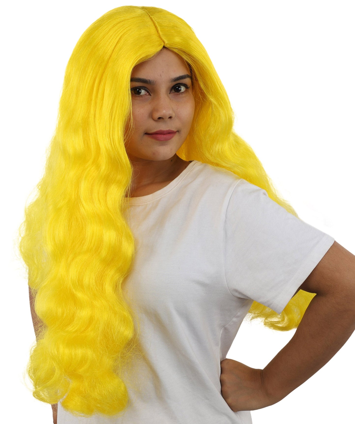 HPO Adult Women's Long Wavy Wig | Multiple Color Options | Center Parted Ginger Curls with Voluminous Ends, Heat Resistant Synthetic Fiber & Breathable Cap | Halloween, Teen Roleplay, Theater, Themed Party & Costume Events